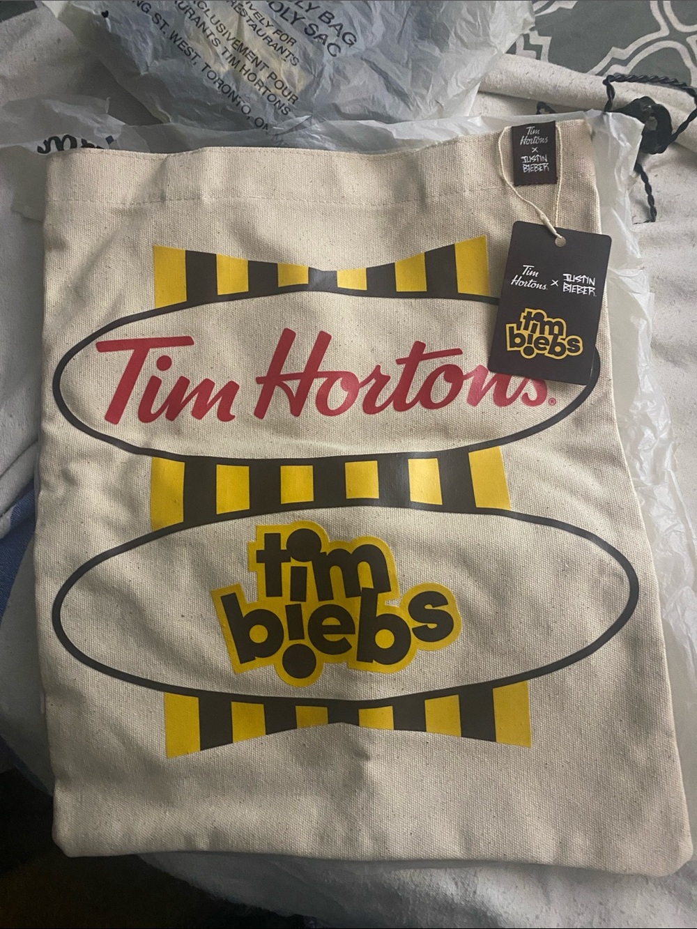 Tim Hortons Tim Biebs Cream Canvas Tote Bag - Collaboration Collector